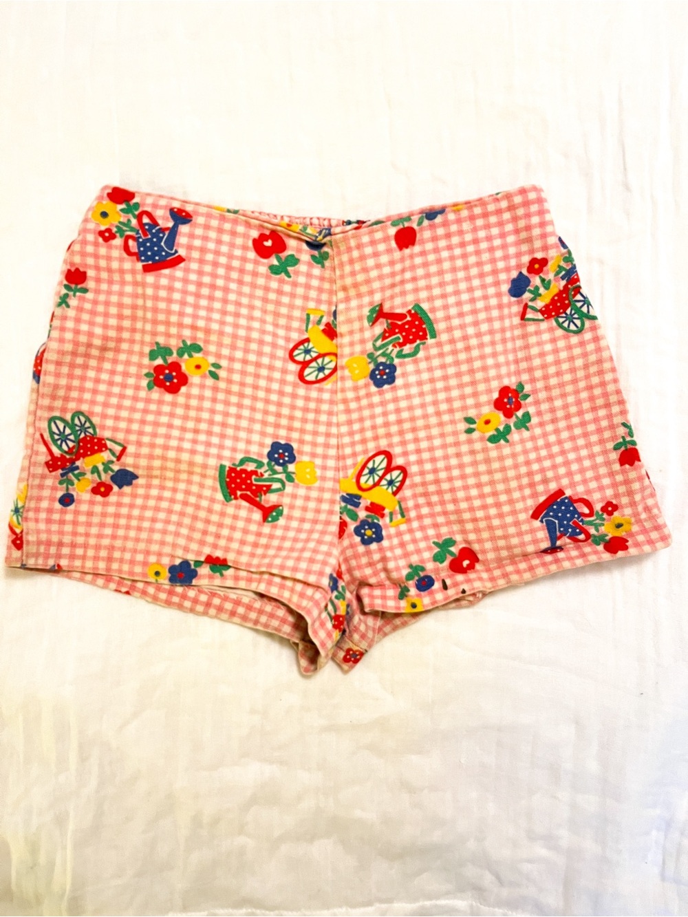 Vintage Pink Gingham Floral Shorts
